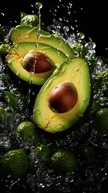 Photo avocados are being displayed in a water feature