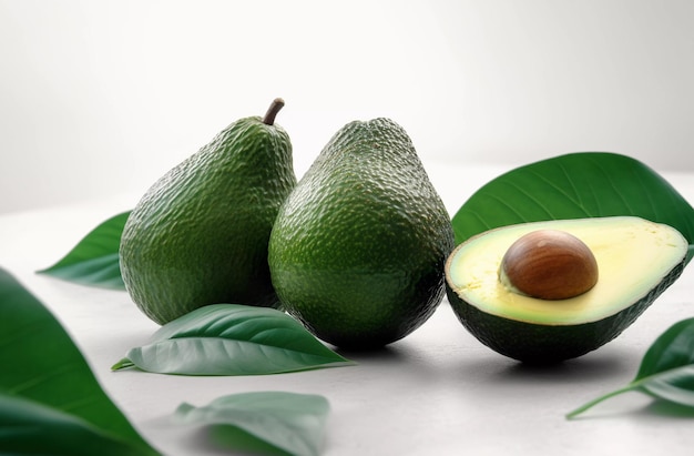 Avocados fruits on white background