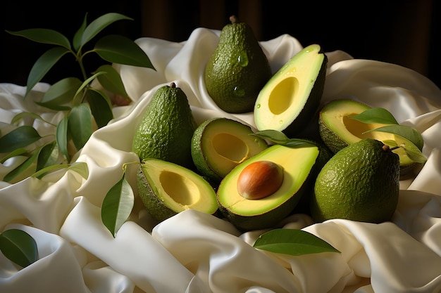 avocados on a white cloth