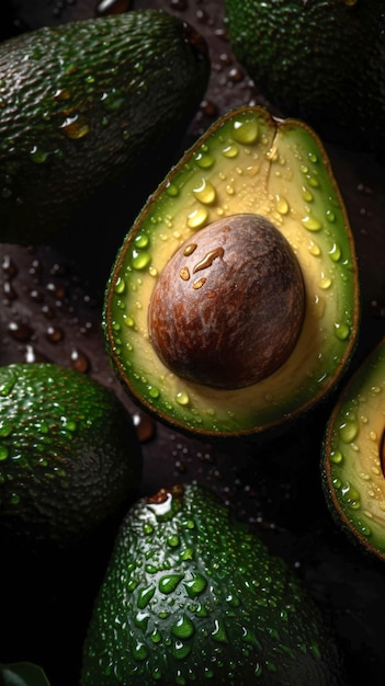 avocados with drop background
