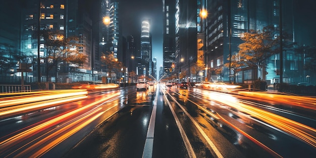 avond stad wazig licht auto verkeer hoge gebouwen New York achtergrond sjabloon