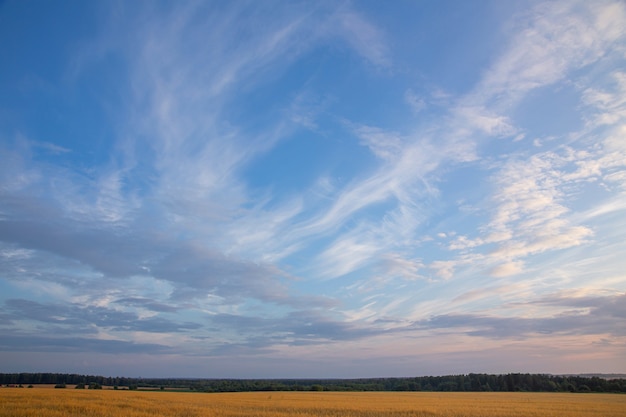 avondlucht met wolken en stralen van de zon achtergrond