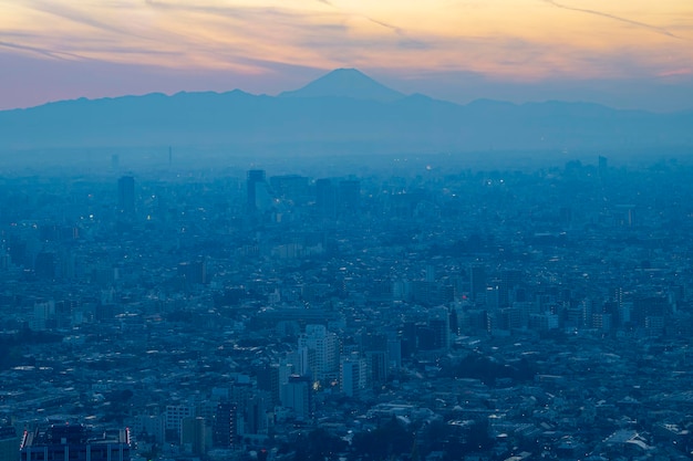 Avondmening van bovenaf van de stad Tokyo in Japan