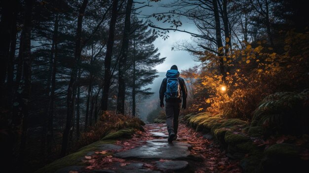 Foto avonturier op de appalachian trail gegenereerd door ai