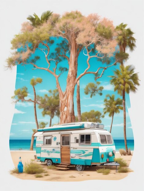 avontuurlijke camper camper geïsoleerde vector goed voor t-shirt mock up en logo-ontwerp