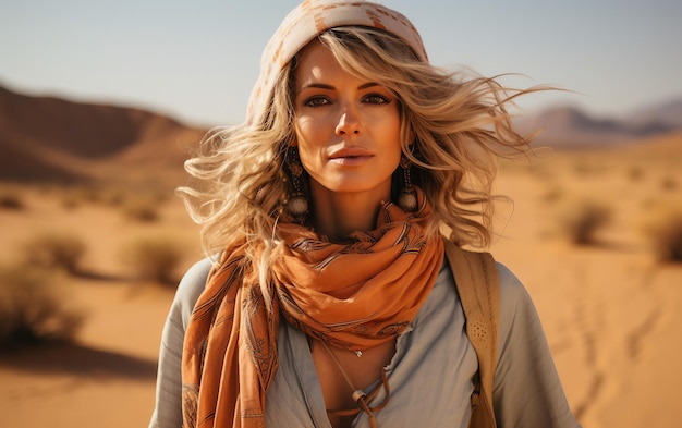 Foto avontuurlijke geest in woestijnkleding