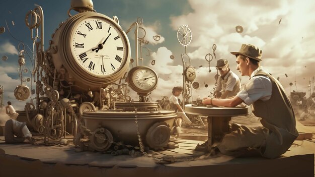 Avontuurlijke wereld van steampunk Wetenschapper steampunk man