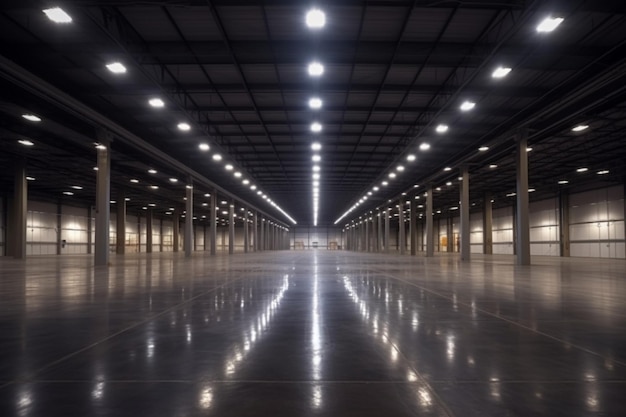 Foto in attesa di ronzio logistico magazzino vuoto presso il centro logistico