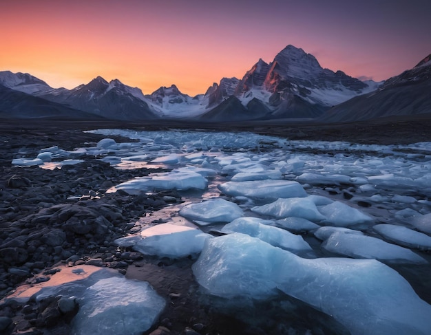 Photo awakening the ice mountains beauty