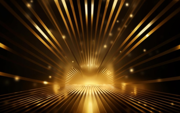 Award ceremonie achtergrond met gouden vormen en lichtstralen Abstracte luxe achtergrond