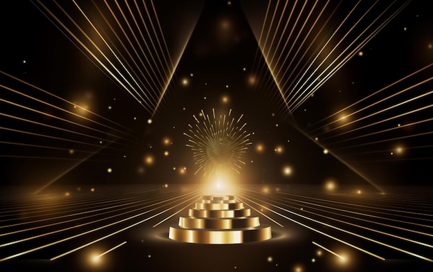 Award ceremony background with golden shapes and light rays Abstract luxury background