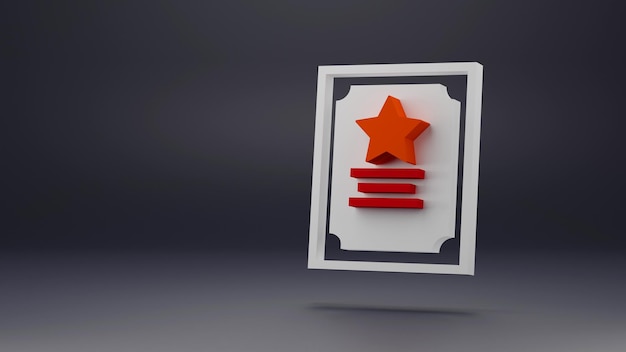 Award diploma minimal icon Symbol in 3D rendering isolated on dark gray background