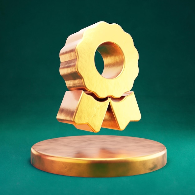 Award icoon. Fortuna Gold Award-symbool met Tidewater Green-achtergrond. 3D-gerenderde sociale mediapictogram.