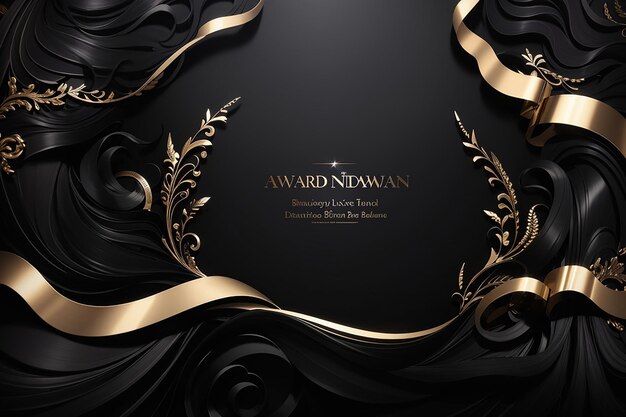 Award nomination on luxury black wavy background