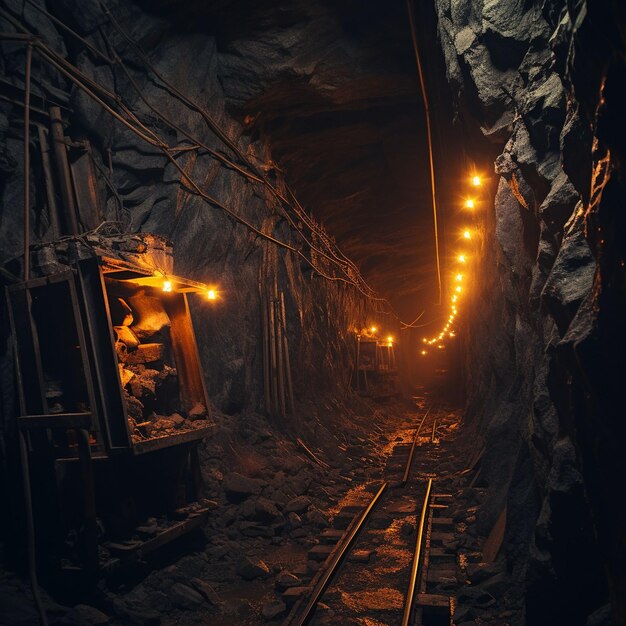 Photo award winning stock photo of a miner in a modern coal mine