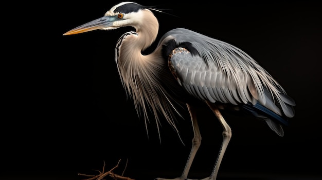 賞受賞の野生生物写真 詳細なヘロンの肖像画 超広いショット