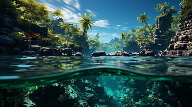 AwardWinning Underwater Tropical Island with Palm Trees