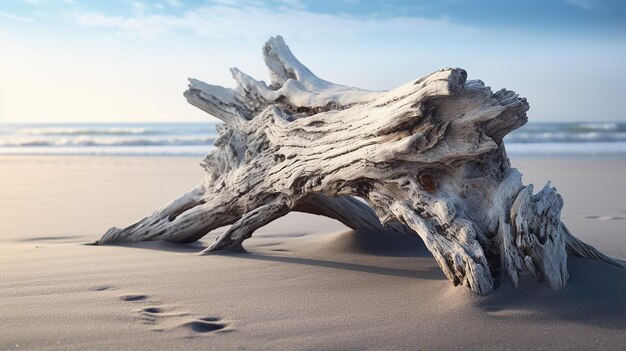 AwardWinning Weathered Trunk on Windy Beach Sand