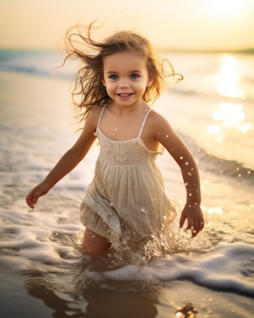 Awe and Wonder A Baby Experiencing the Ocean Waves for the First Time on Tiny Feet