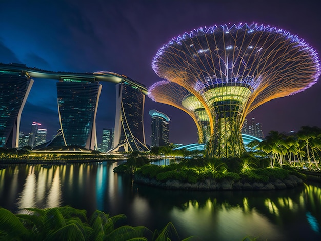 An aweinspiring cityscape showcasing the iconic skyline of singapore