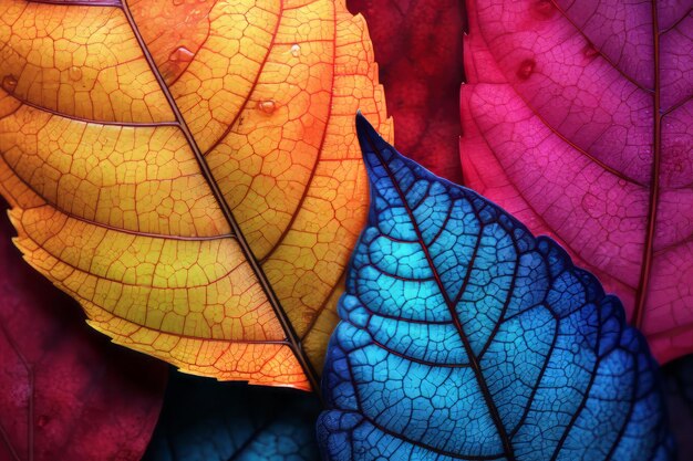 AweInspiring CloseUp Multicolored Fall Leaves Enchant in HighDefinition AIAr 32