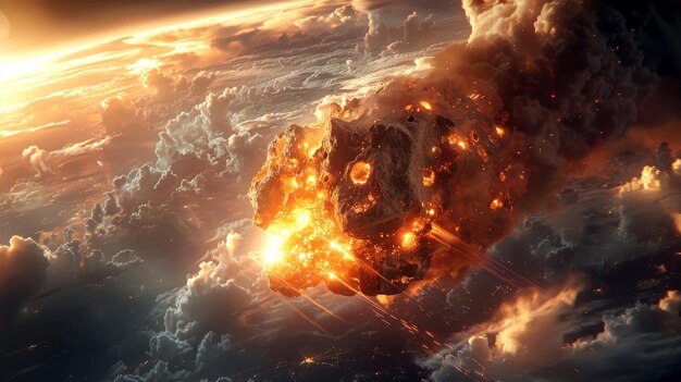 AweInspiring and deadly the majestic burning asteroid