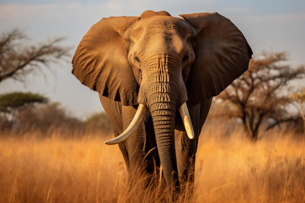 An aweinspiring elephant standing tall in the African savanna Style 2