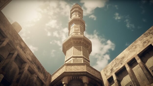 Photo the aweinspiring height of the mosques minaret