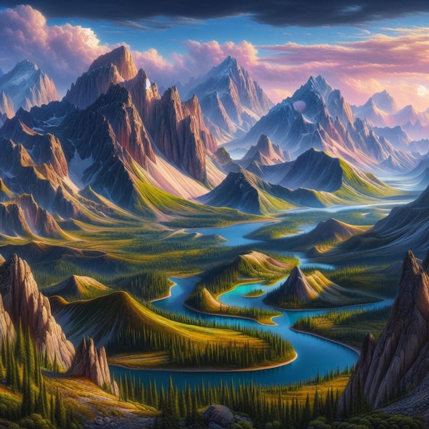 An aweinspiring painting of nature and landscape