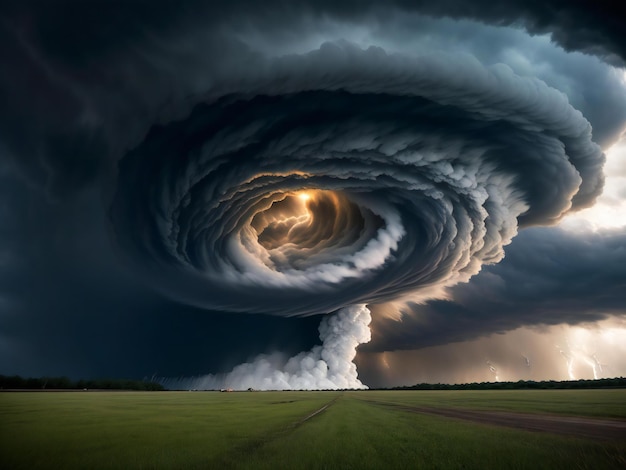 Foto una fotografia stimolante che cattura la potenza grezza e l'intensità di un enorme tornado