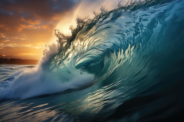 Aweinspiring power of massive tsunami waves crashing in the ocean