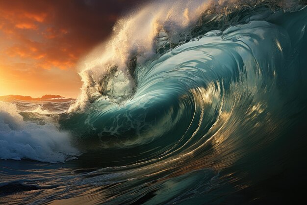 Aweinspiring power of massive tsunami waves crashing in the ocean