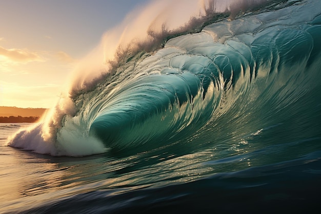 Ужасная сила массивных волн цунами, разбивающихся в океане