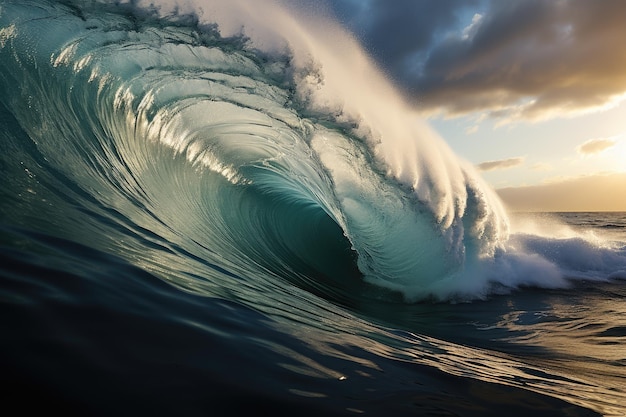 Aweinspiring power of massive tsunami waves crashing in the ocean