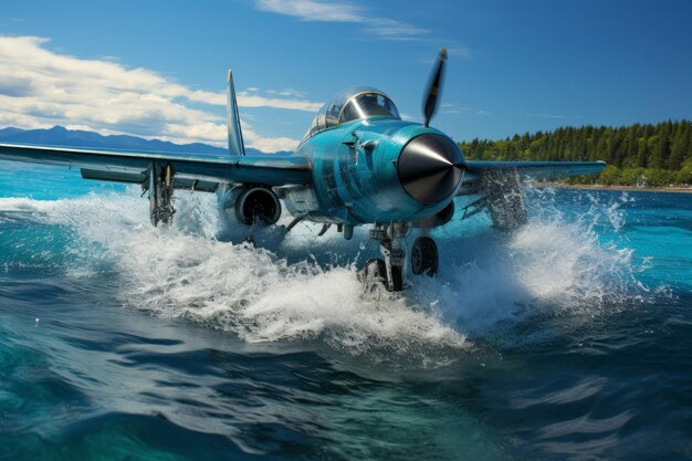 写真 16機の戦闘機が航空母艦から海中に打ち上げられる驚くべきシーン