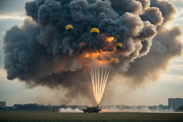 Photo the aweinspiring spectacle of fighter jets soaring into the sky in ukrainian and palestine cities