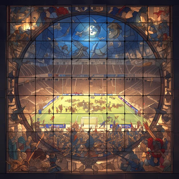 Photo aweinspiring stained glass fantasy football window