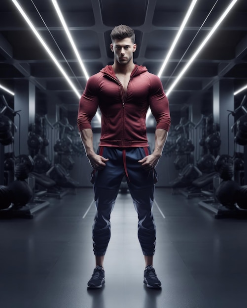 Awesome 3d fitness young man with gym outfit 3d render