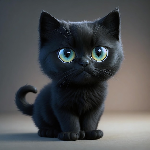 a awesome Black cute cat ai Generated