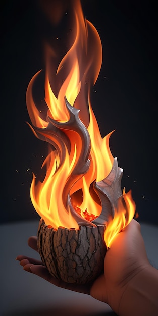 awesome detailed fire illustration on dark background