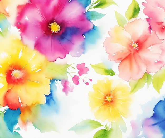 awesome multicolor colorful floral background painting on paper HD watercolor image