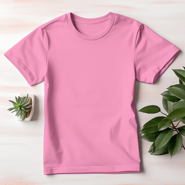 Awesome Pink Color Front Side Blank Tshirt Mockup Design