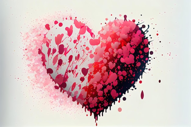 격리된 배경을 가진 멋진 예쁜 분홍색과 붉은 심장 그림