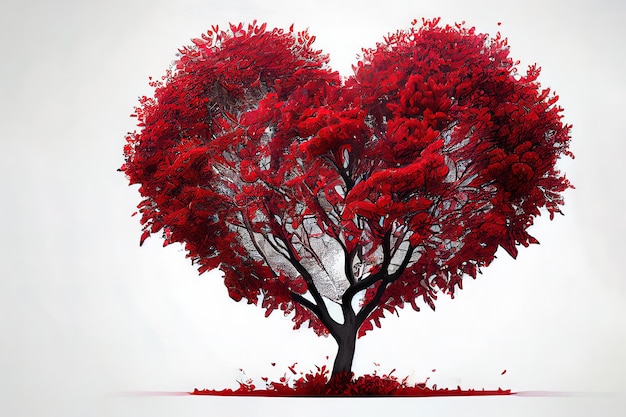 Потрясающее красное дерево любви в форме сердца
