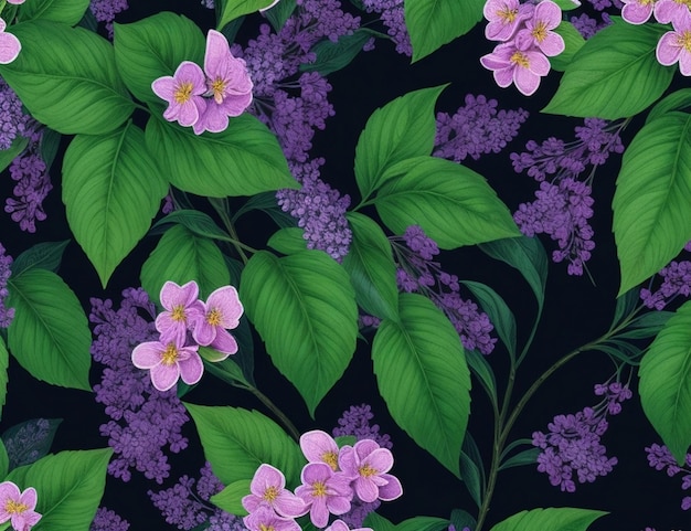 Awesome seamless floral pattern huge flower with leaves