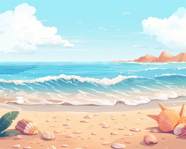 Photo awesome summer beach illustration background summer beach artwork