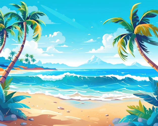 Photo awesome summer beach illustration background summer beach artwork