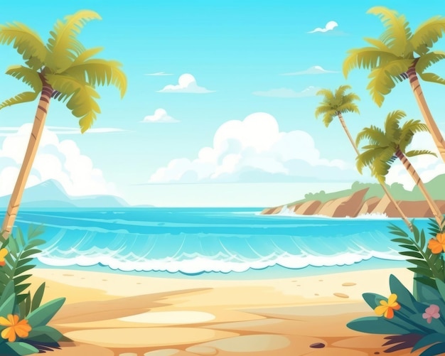 Photo awesome summer beach illustration background summer beach artwork