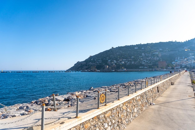 Awesome view of the beach by the coast of Alanya Turkey Amazing coastline