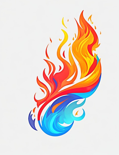 An awsome illustration of fire element colourful white background cartoon design